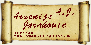 Arsenije Jaraković vizit kartica